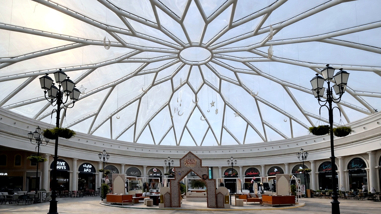 Finished tensile and ETFE canopy roofing experience